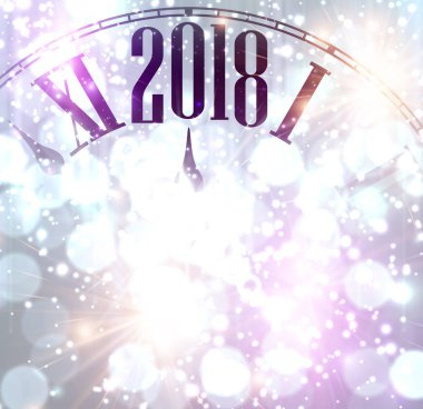 2018 yeni yıl arka plan ile masa saati