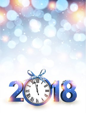 2018 yeni yıl arka plan ile masa saati