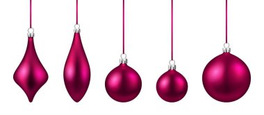 Pembe izole Noel topları ayarla