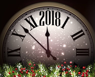 2018 yeni yıl arka plan ile masa saati