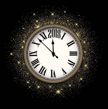 2018 yeni yıl arka plan ile masa saati
