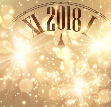 2018 yeni yıl arka plan ile masa saati