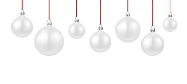 Arka plan beyaz Noel topları ile