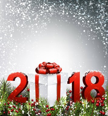 Hediye ile 2018 yeni yıl arka plan