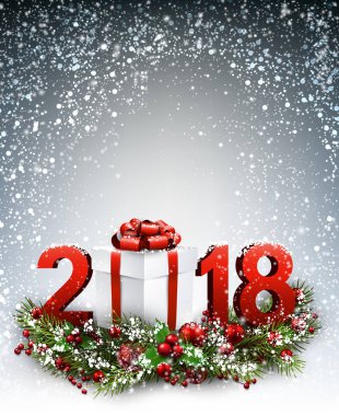 Hediye ile 2018 yeni yıl arka plan