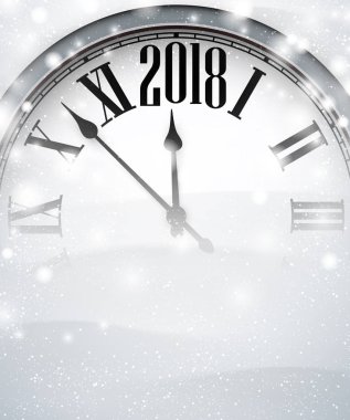 2018 yeni yıl arka plan ile masa saati