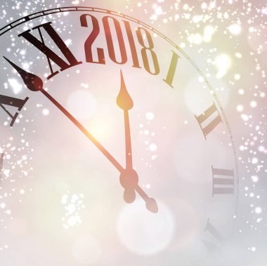 2018 yeni yıl arka plan ile masa saati