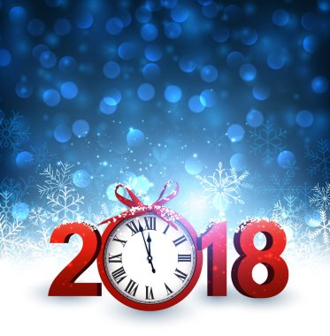 2018 yeni yıl arka plan ile masa saati