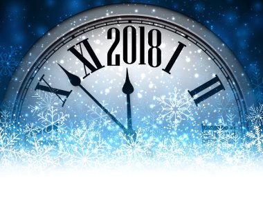 2018 yeni yıl arka plan ile masa saati