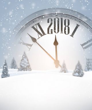 2018 yeni yıl arka plan ile masa saati