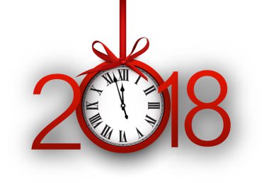 2018 New Year background with clock clipart