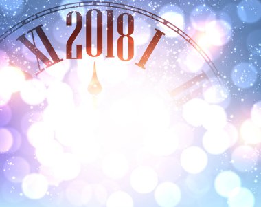 2018 yeni yıl arka plan ile masa saati