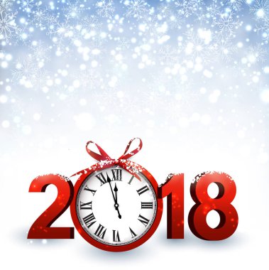 2018 yeni yıl arka plan ile masa saati