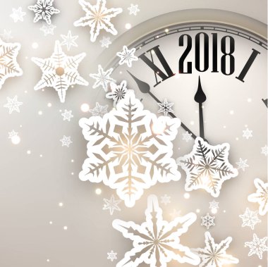 2018 yeni yıl arka plan ile masa saati