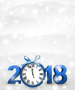 2018 yeni yıl arka plan ile masa saati