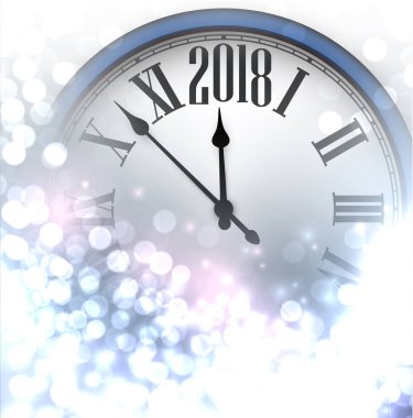 2018 yeni yıl arka plan ile masa saati