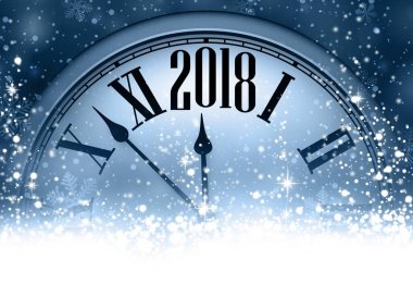 2018 yeni yıl arka plan ile masa saati