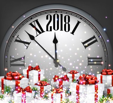 2018 yeni yıl arka plan ile masa saati