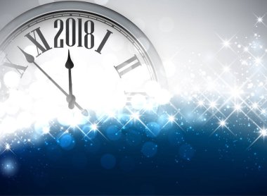 2018 yeni yıl arka plan ile masa saati