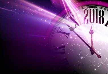 2018 yeni yıl arka plan ile masa saati