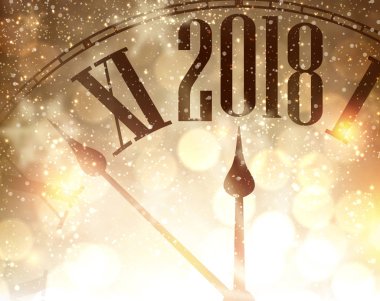 2018 yeni yıl arka plan ile masa saati