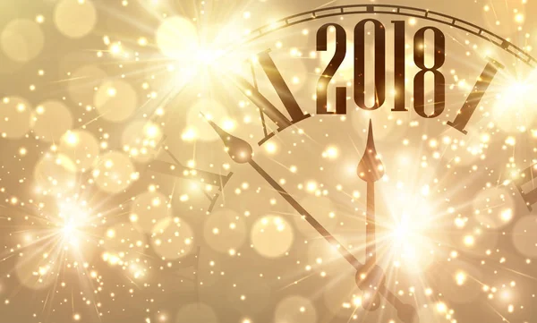 2018 Neujahrshintergrund mit Uhr — Stockvektor