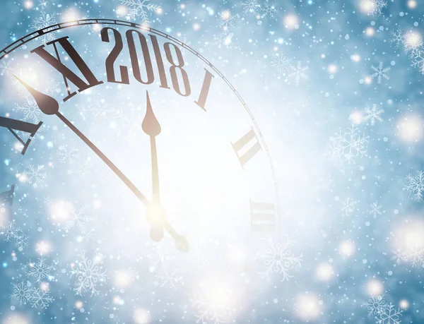 2018 Nouvel An fond avec horloge — Image vectorielle