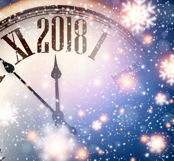 2018 New Year background with clock — Stock Vector