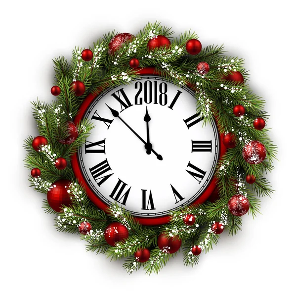 Yeni yıl saat ve Noel çelenk