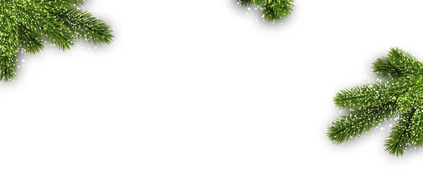 Banner de Natal branco com ramos de abeto — Vetor de Stock