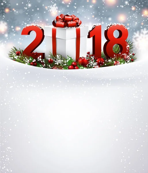 2018 Neujahr Hintergrund mit Geschenk — Stockvektor