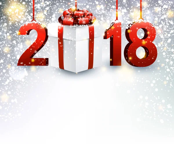 Hediye ile 2018 yeni yıl arka plan — Stok Vektör