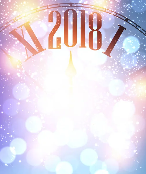Fondo de año nuevo 2018 con reloj — Archivo Imágenes Vectoriales