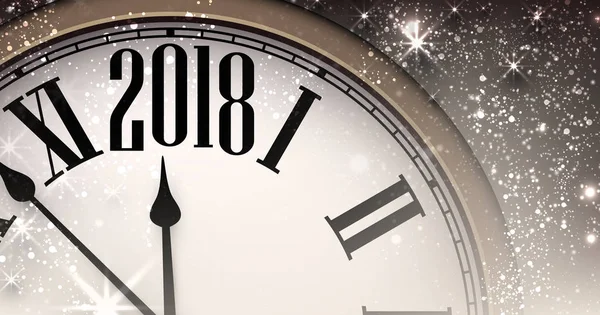 2018 Neujahrshintergrund mit Uhr — Stockvektor