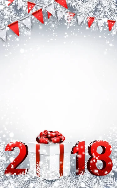 2018 Neujahr Hintergrund mit Geschenk — Stockvektor