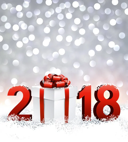 2018 Neujahr Hintergrund mit Geschenk — Stockvektor