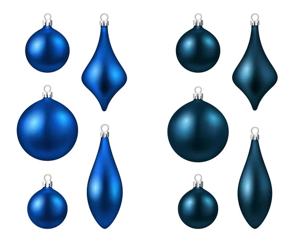 Azul isolado bolas de Natal conjunto — Vetor de Stock