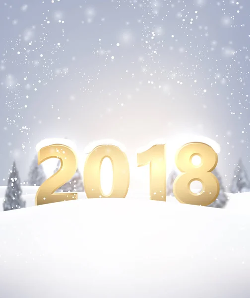 2018 新年背景与雪 — 图库矢量图片