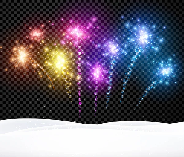 Sfondo natalizio festivo con fuochi d'artificio — Vettoriale Stock