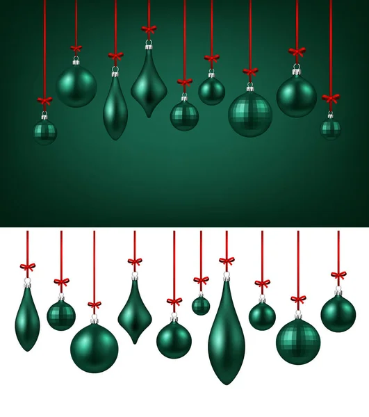 Fundo com bolas de Natal verde — Vetor de Stock