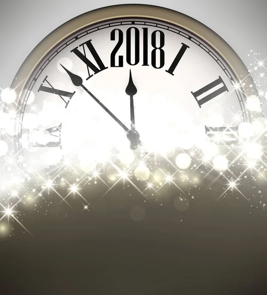 2018 Nouvel An fond avec horloge — Image vectorielle