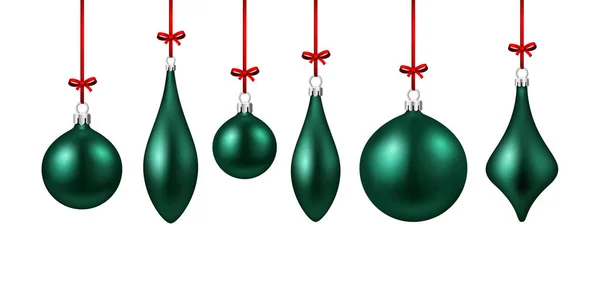 Grüne isolierte Weihnachtskugeln Set — Stockvektor