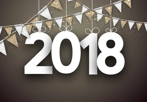 Tarjeta festiva de Año Nuevo 2018 — Vector de stock