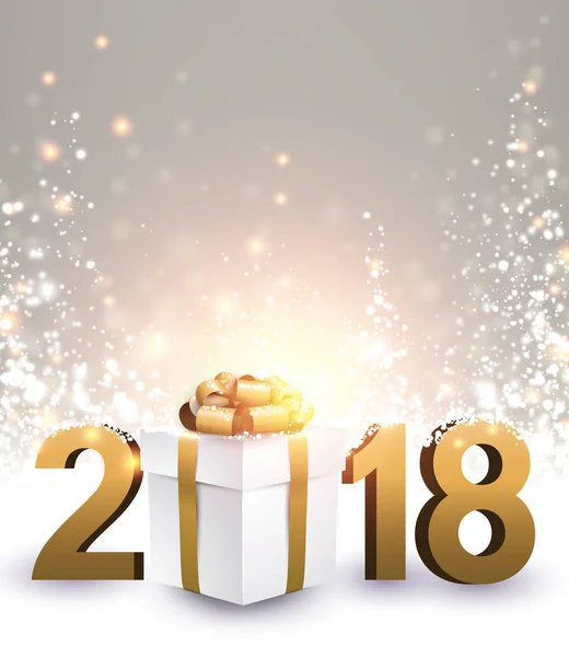 Fondo de Año Nuevo 2018 con regalo — Vector de stock