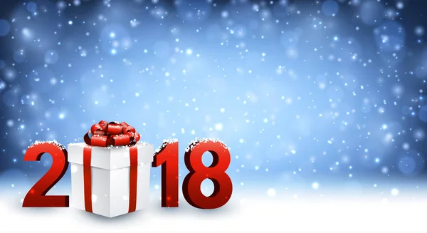 2018 Neujahr Hintergrund mit Geschenk — Stockvektor