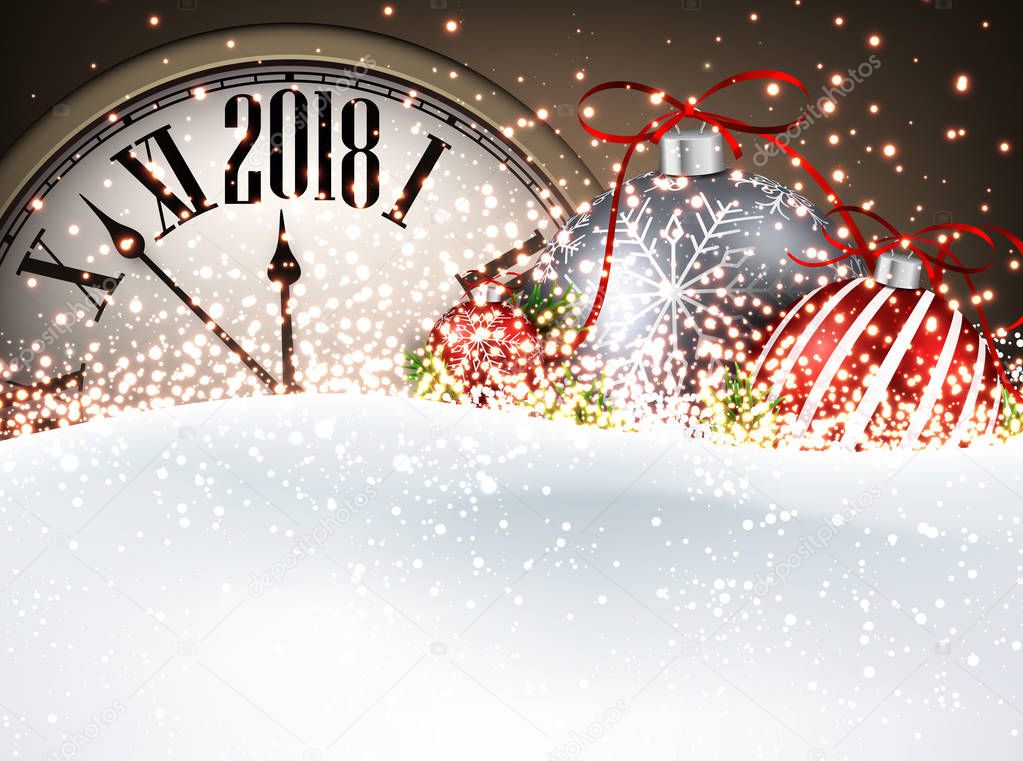 2018 New Year background with clock