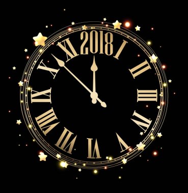 2018 yeni yıl arka plan ile masa saati