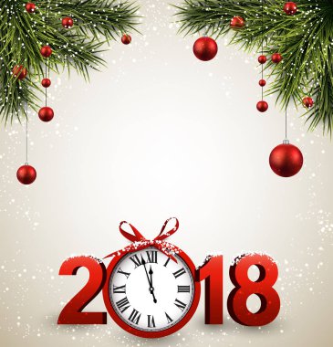 2018 yeni yıl arka plan ile masa saati