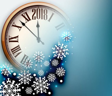 2018 yeni yıl arka plan ile masa saati