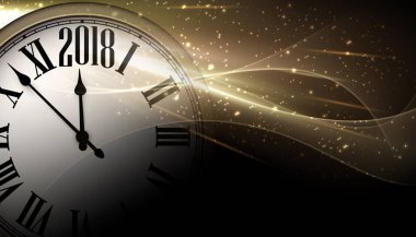 2018 yeni yıl arka plan ile masa saati